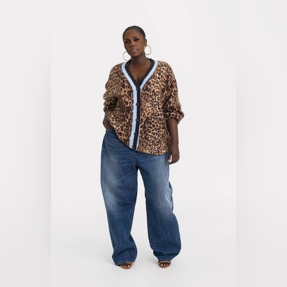 KBB by KAHLANA “The Slouchy Cardigan” Tan Leopard Size XL - Picture 3 of 8